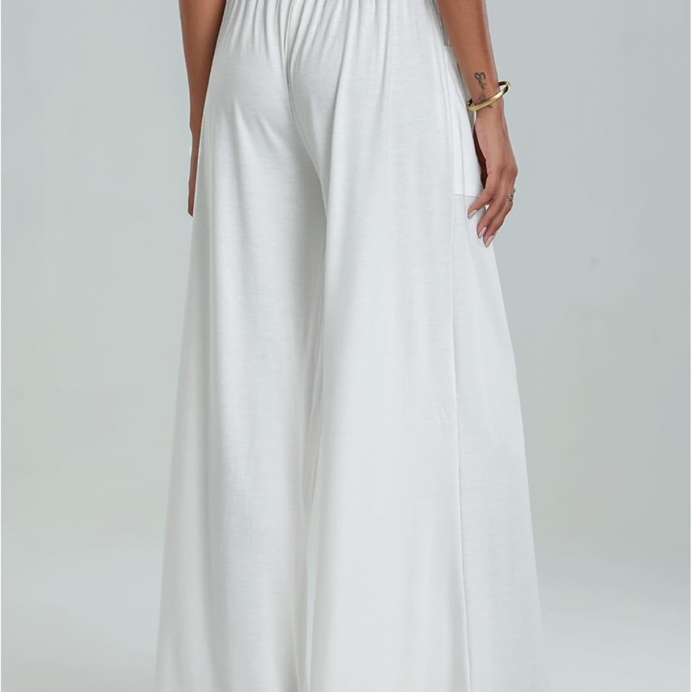 Amazon Women's White Wide Leg Pants - Picture 3 of 9